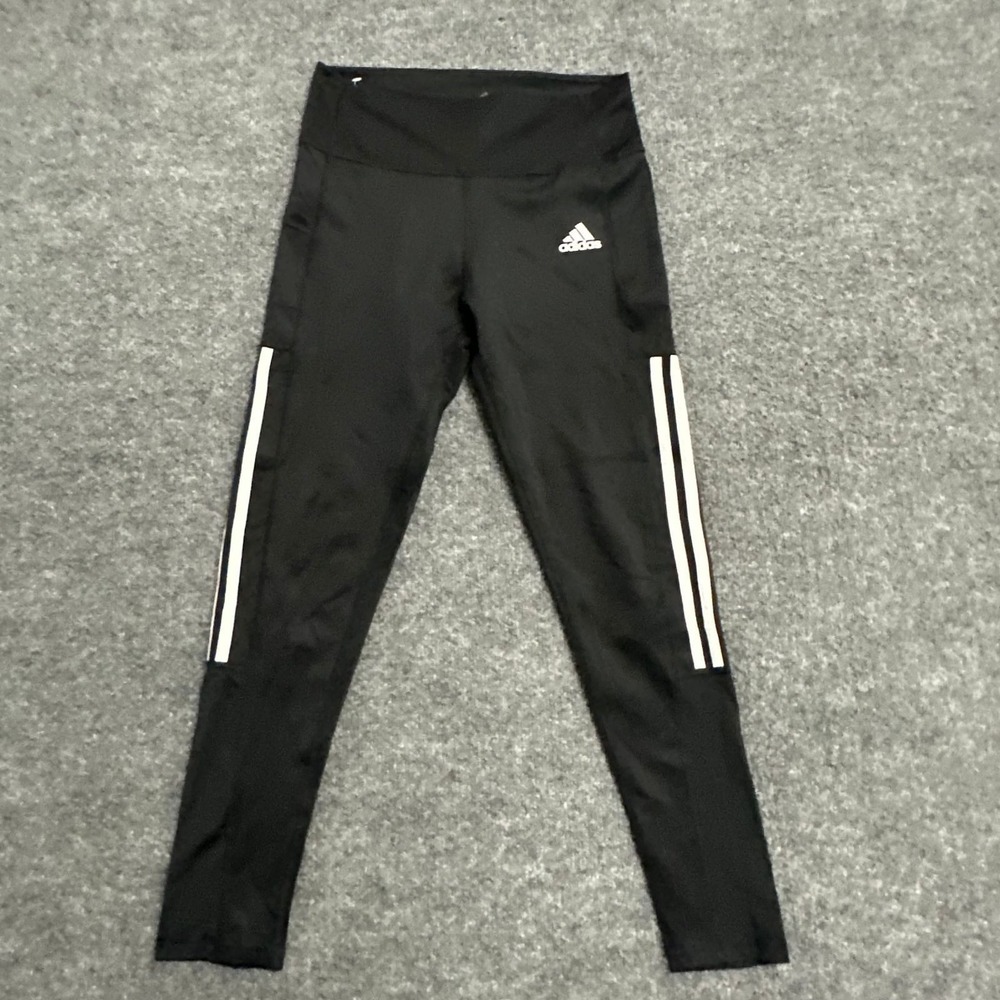 Adidas Leggings Womens Size M Black Primegreen Aeroready 3-Stripe Pocket Tights